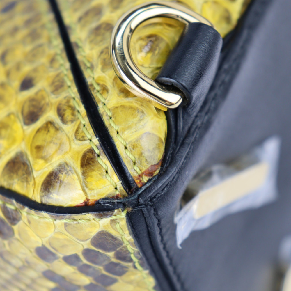 Loewe Yellow Bag Bag Python Leather Shoulder Smal… - image 5